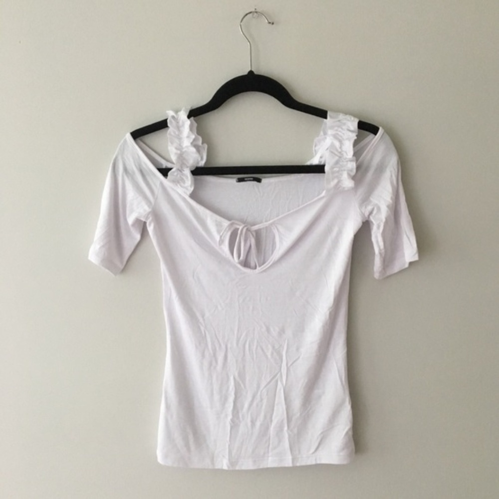 White Cold Shoulder Top